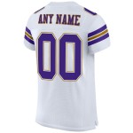 Custom White Purple-Old Gold Mesh Authentic Football Jersey