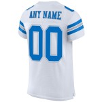 Custom White Panther Blue-Light Gray Mesh Authentic Football Jersey
